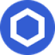 Blue circle coin with a white hexagon symbol as Chainlink (LINK) token logo - CoinCompare