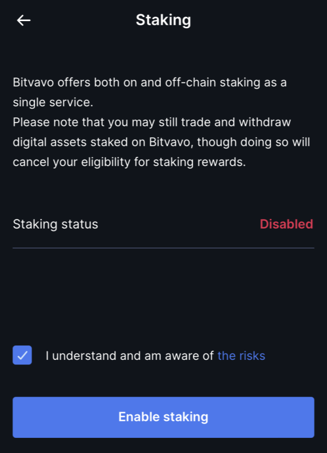 Enable stake interest app exchange